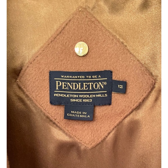 New Pendleton 12-14 Oversized Long Plaid Camel Wool Coat (Very Liberal Fit!) - Picture 6 of 8